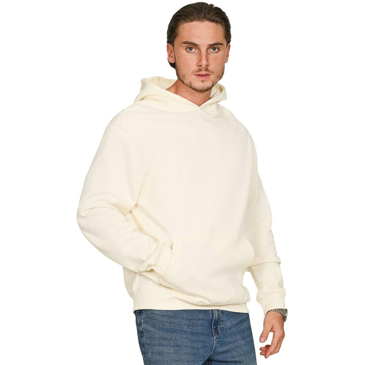 Ecru - Front - Casual Classics Mens Core 280 Ringspun Cotton Hoodie