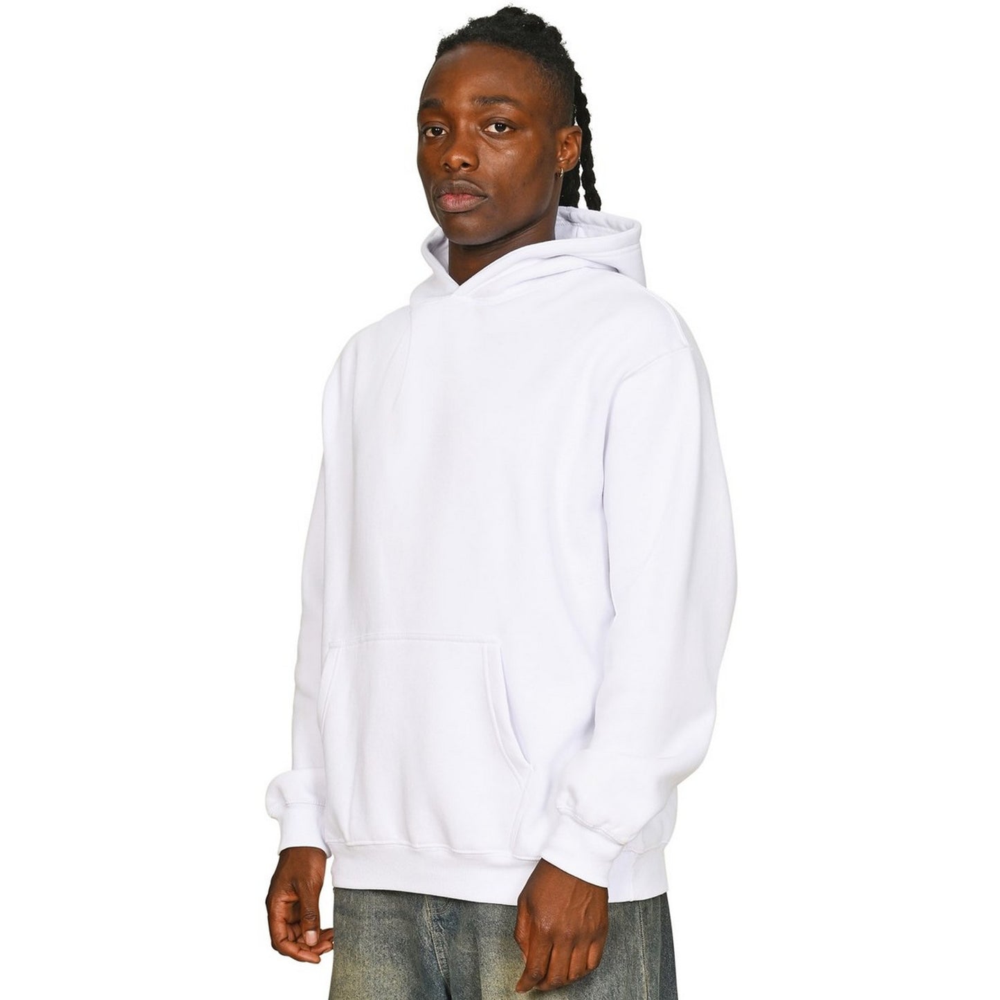 White - Side - Casual Classics Mens Core 280 Ringspun Cotton Hoodie