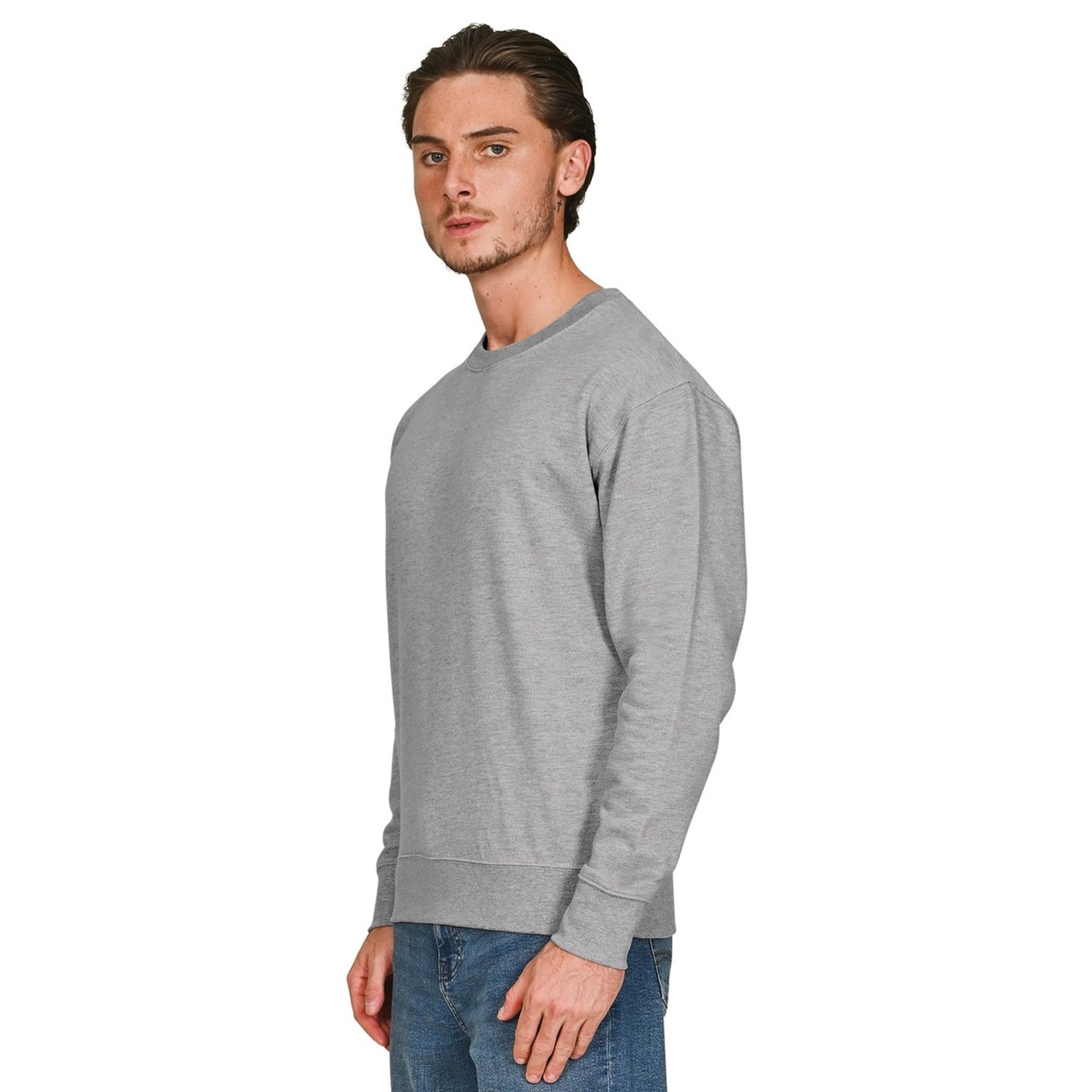 Ash Grey - Side - Casual Classics Mens Core Combed Cotton Regular Sweatshirt