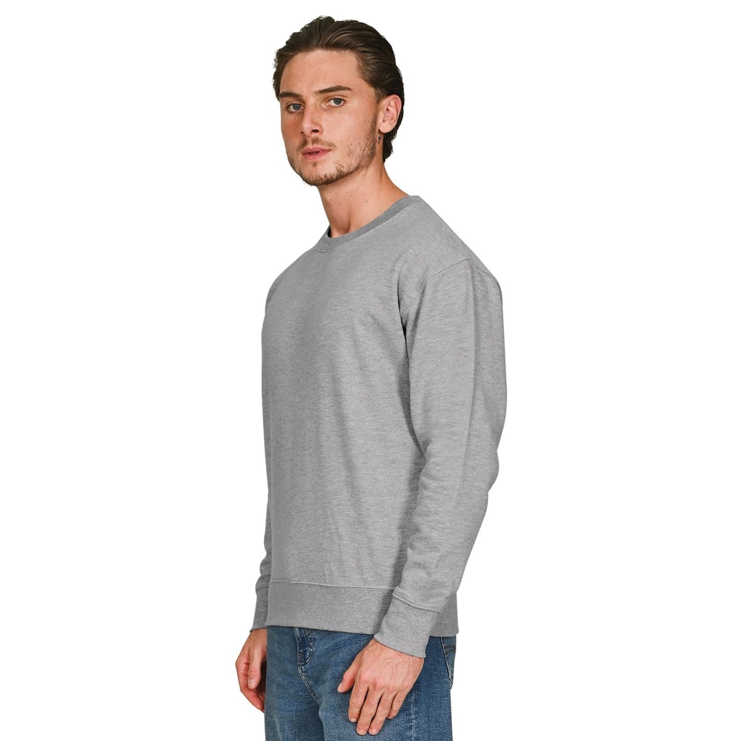 Ash Grey - Side - Casual Classics Mens Core Combed Cotton Regular Sweatshirt