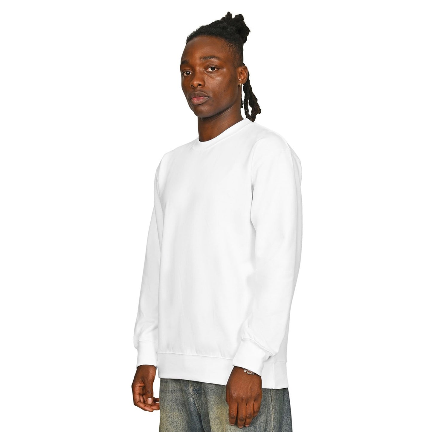 White - Side - Casual Classics Mens Core Combed Cotton Regular Sweatshirt