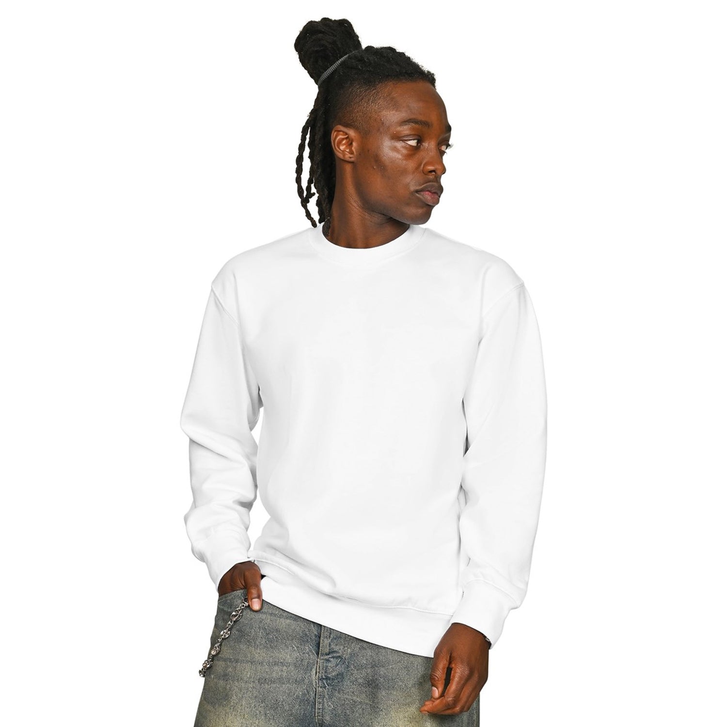 White - Lifestyle - Casual Classics Mens Core Combed Cotton Regular Sweatshirt