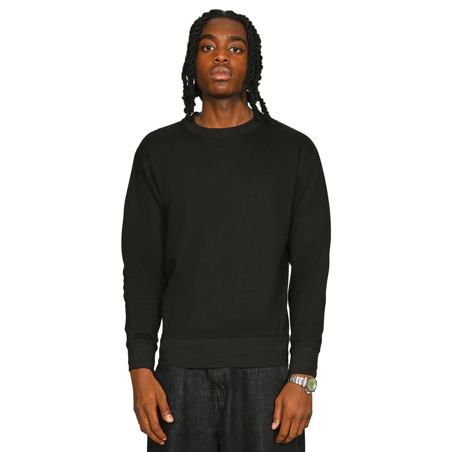 Black - Front - Casual Classics Mens Core Combed Cotton Regular Sweatshirt