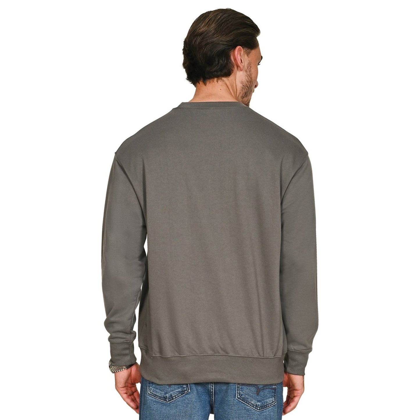 Charcoal - Back - Casual Classics Mens Core Combed Cotton Regular Sweatshirt