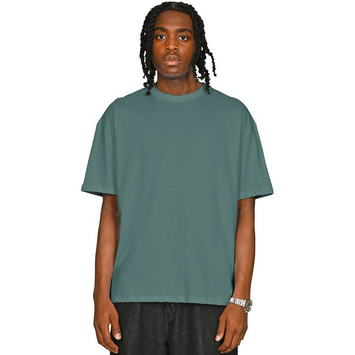 Pine Green - Front - Casual Classics Unisex Adult Combed Ringspun Cotton Oversized T-Shirt