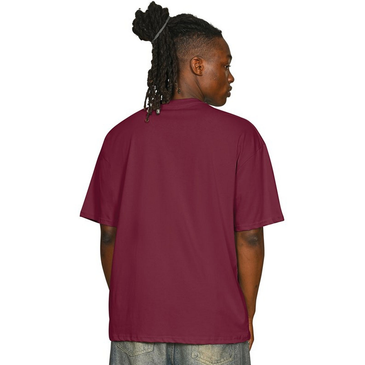 Burgundy - Back - Casual Classics Unisex Adult Combed Ringspun Cotton Oversized T-Shirt