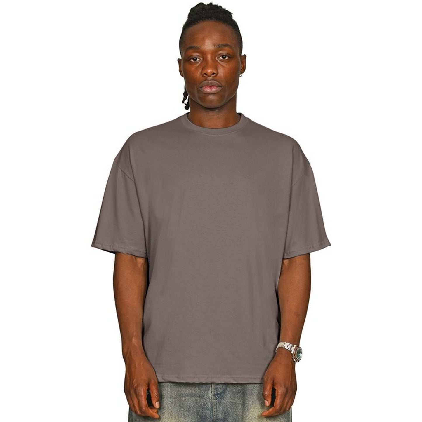 Taupe - Front - Casual Classics Unisex Adult Combed Ringspun Cotton Oversized T-Shirt