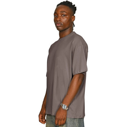 Taupe - Side - Casual Classics Unisex Adult Combed Ringspun Cotton Oversized T-Shirt