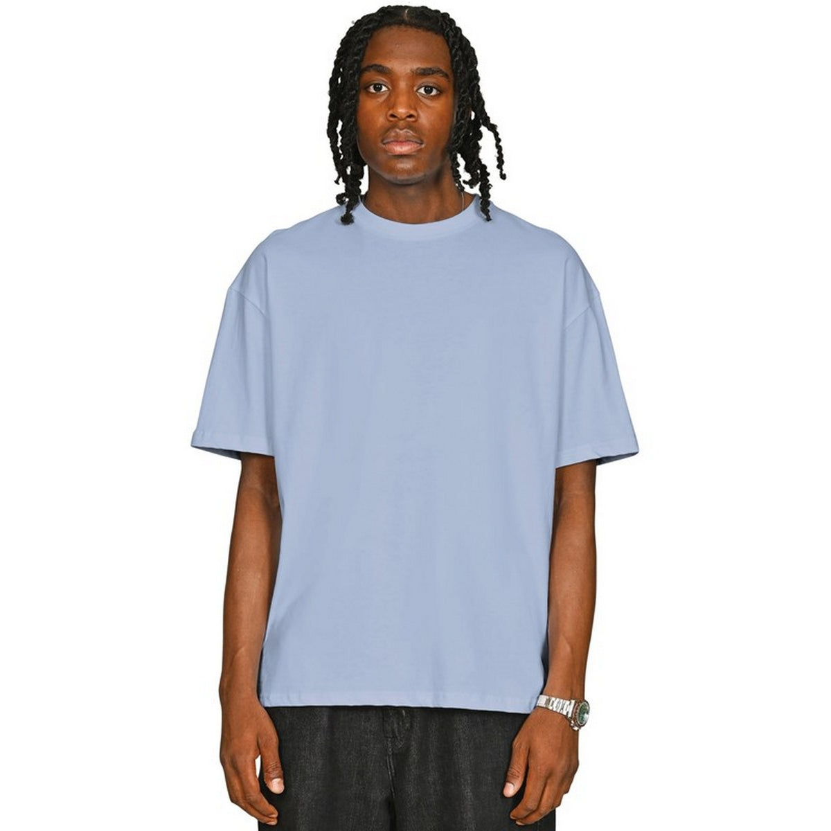 Pastel Blue - Front - Casual Classics Unisex Adult Combed Ringspun Cotton Oversized T-Shirt