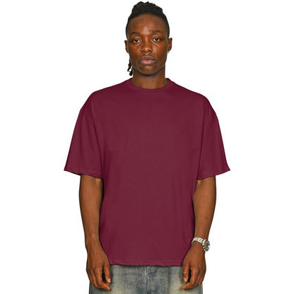 Burgundy - Front - Casual Classics Unisex Adult Combed Ringspun Cotton Oversized T-Shirt