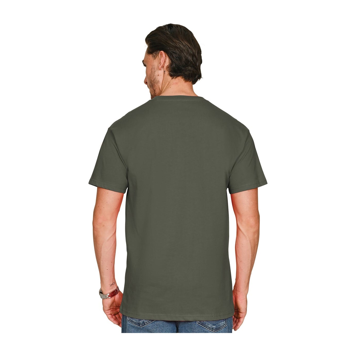 Khaki Olive - Back - Casual Classics Unisex Adult Supreme Organic Combed T-Shirt