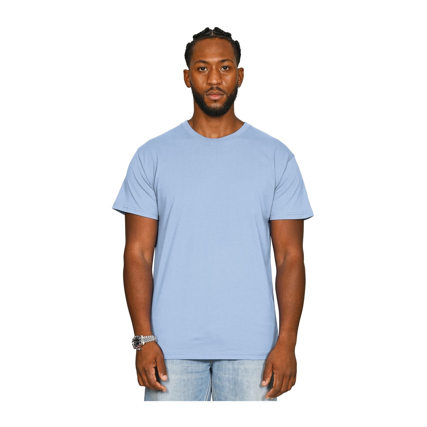 Light Blue - Front - Casual Classics Unisex Adult Supreme Organic Combed T-Shirt