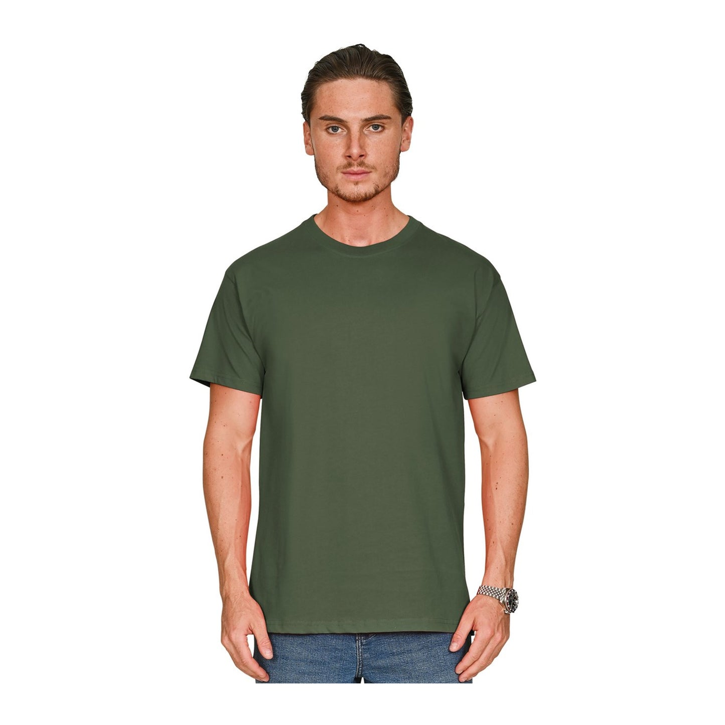 Military Green - Front - Casual Classics Unisex Adult Supreme Organic Combed T-Shirt