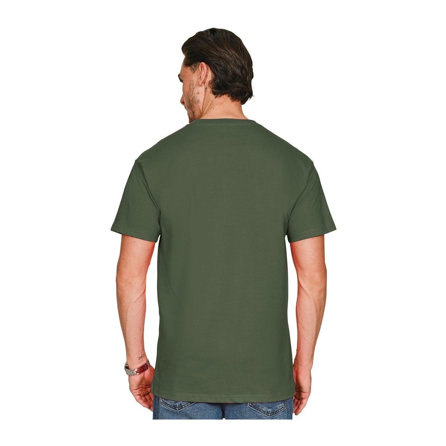 Military Green - Back - Casual Classics Unisex Adult Supreme Organic Combed T-Shirt