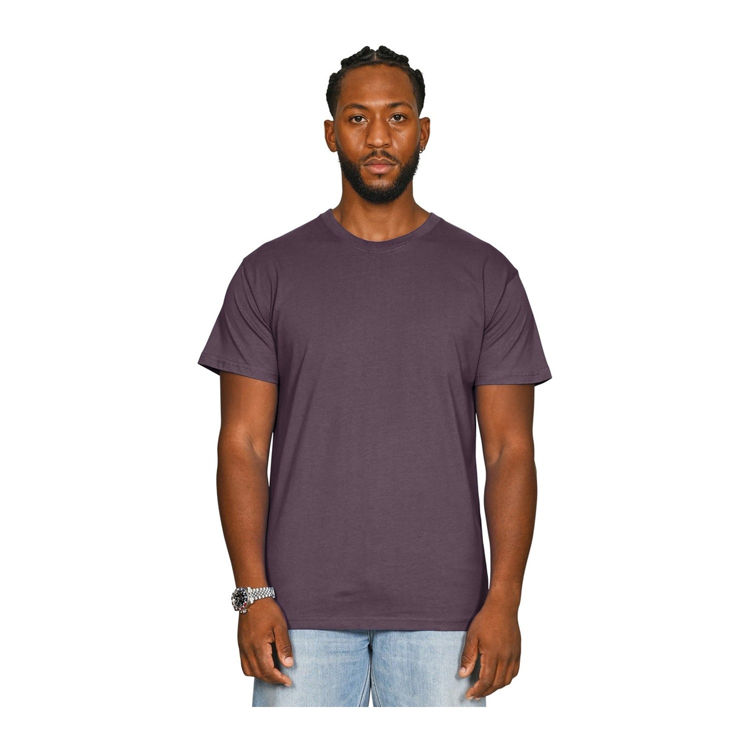 Plum - Front - Casual Classics Unisex Adult Supreme Organic Combed T-Shirt