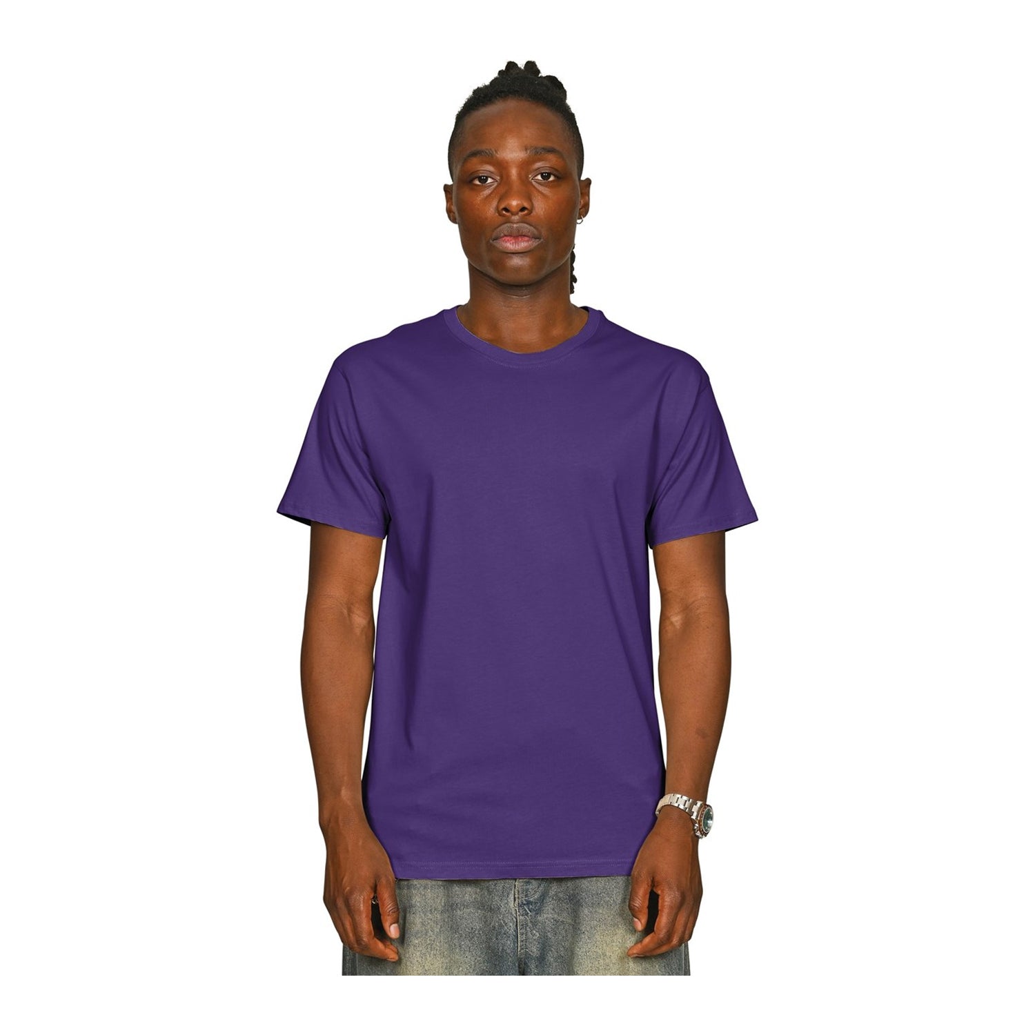 Purple - Front - Casual Classics Unisex Adult Supreme Organic Combed T-Shirt
