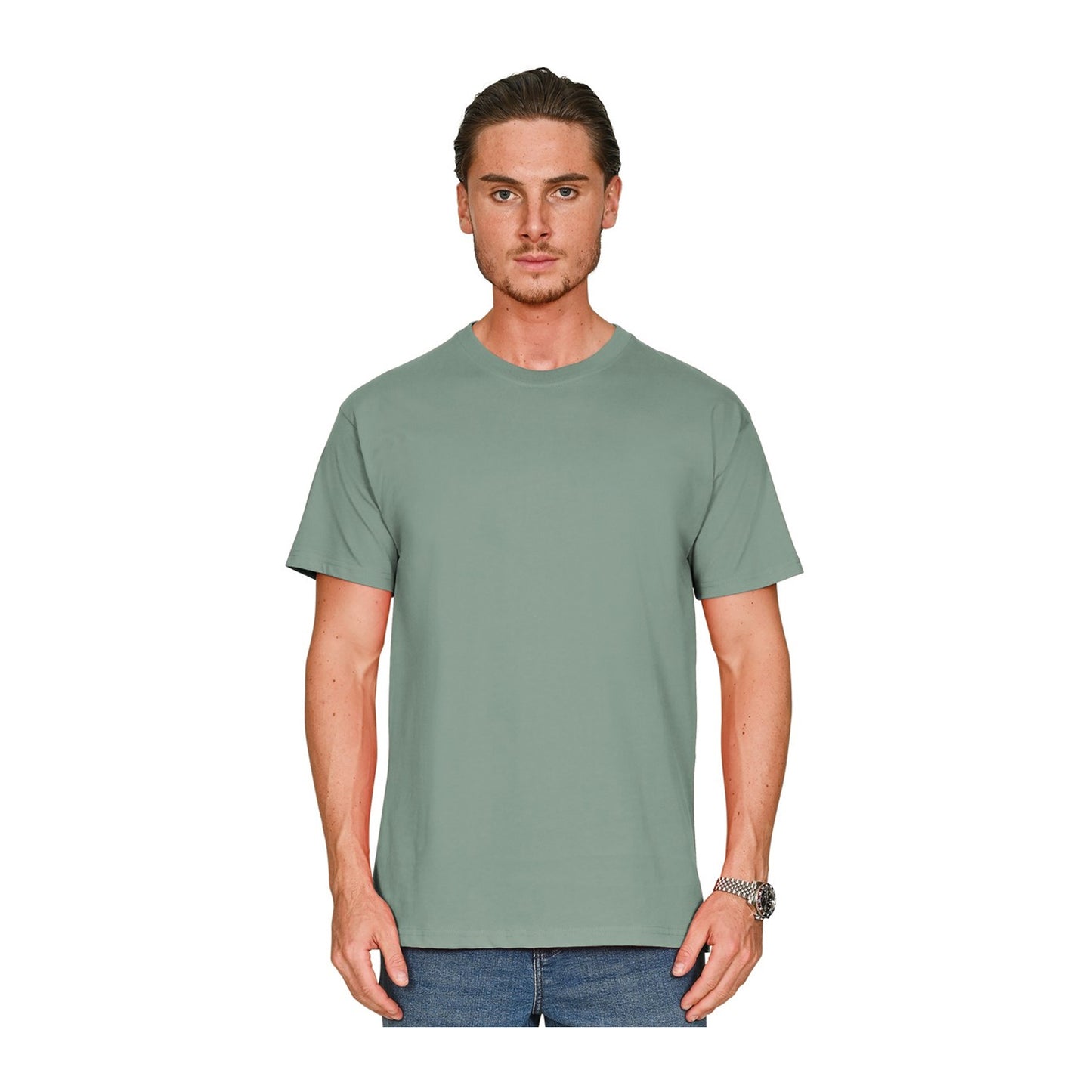 Sage - Front - Casual Classics Unisex Adult Supreme Organic Combed T-Shirt