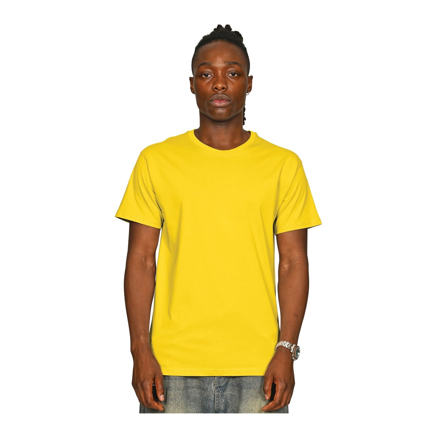 Yellow - Front - Casual Classics Unisex Adult Supreme Organic Combed T-Shirt