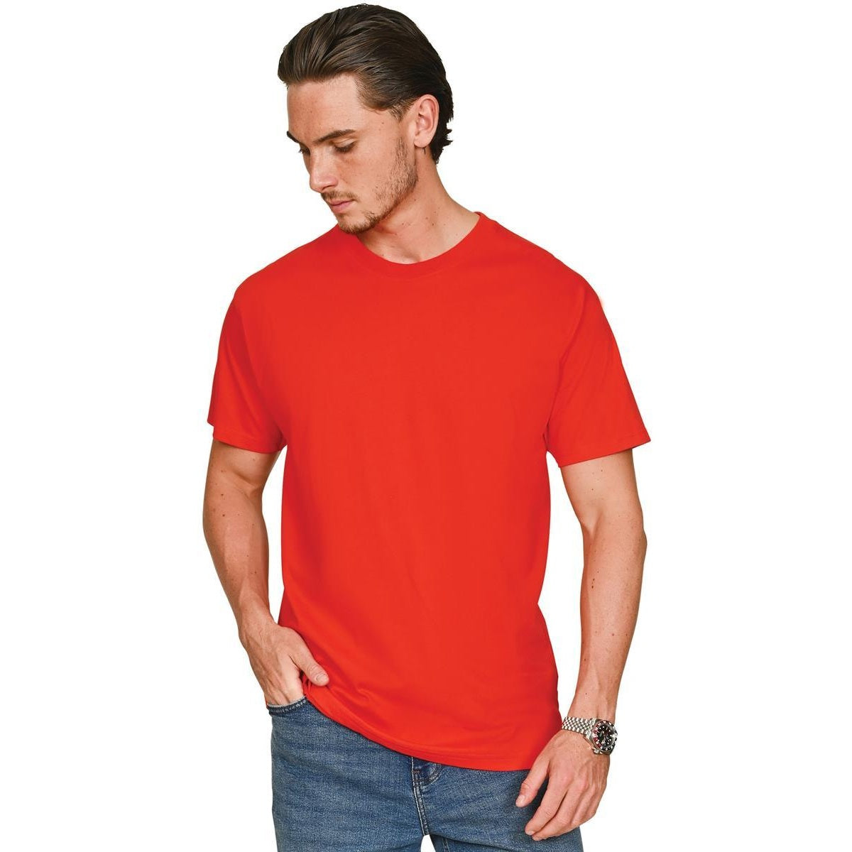 Red - Front - Casual Classics Unisex Adult Supreme Organic Combed T-Shirt