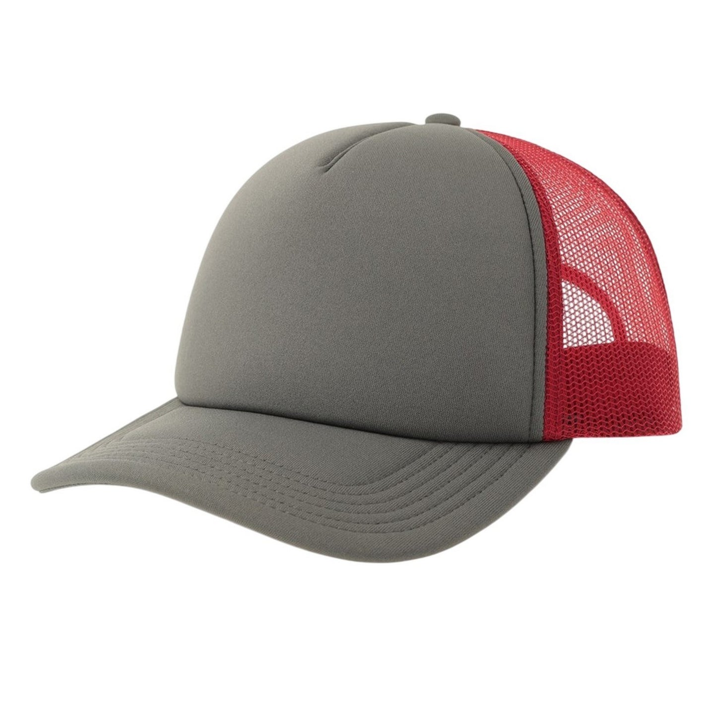 Dark Grey-Burgundy - Front - Atlantis Unisex Adult Rapper-S 5 Panel Recycled Mid Visor Trucker Cap