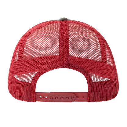 Dark Grey-Burgundy - Back - Atlantis Unisex Adult Rapper-S 5 Panel Recycled Mid Visor Trucker Cap