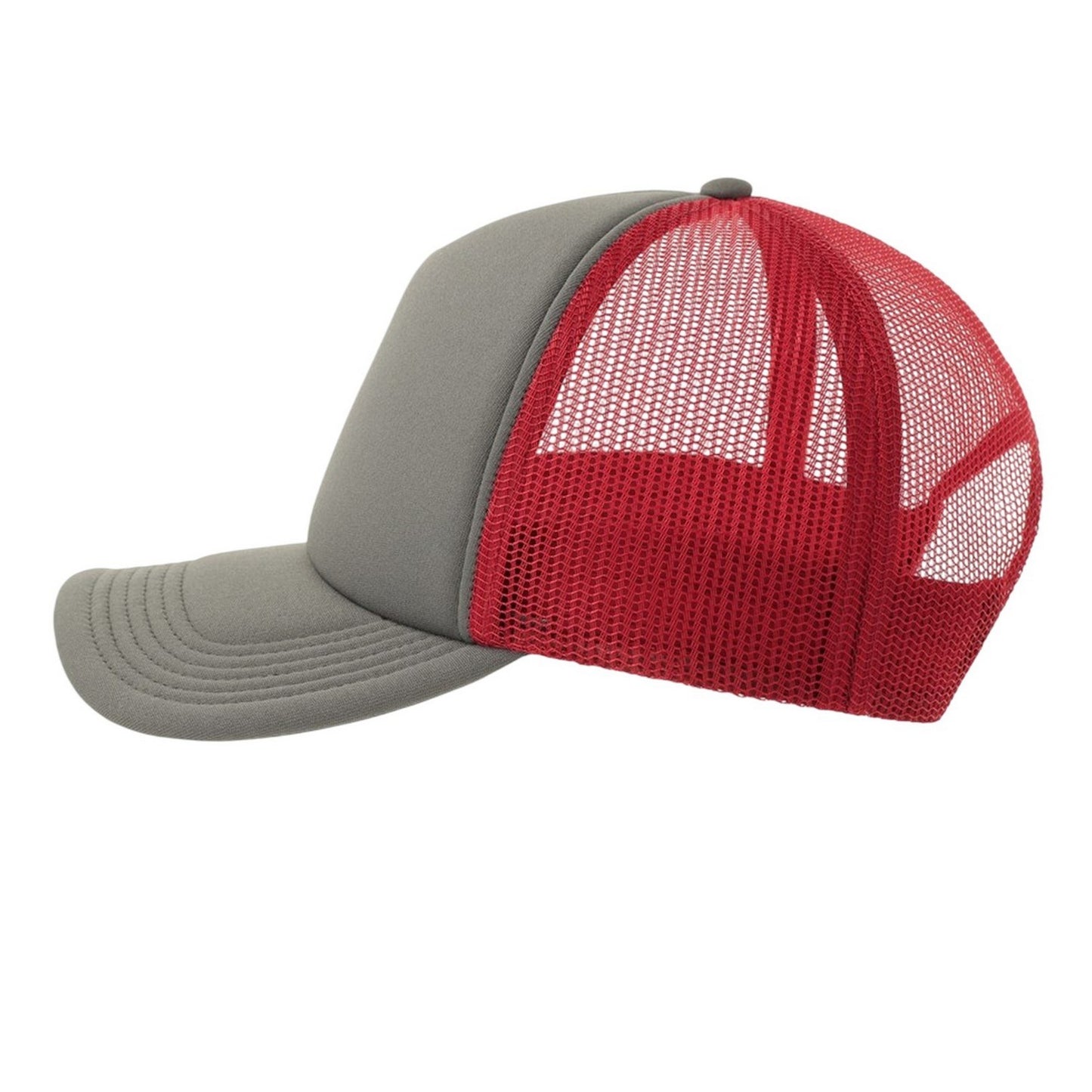 Dark Grey-Burgundy - Lifestyle - Atlantis Unisex Adult Rapper-S 5 Panel Recycled Mid Visor Trucker Cap