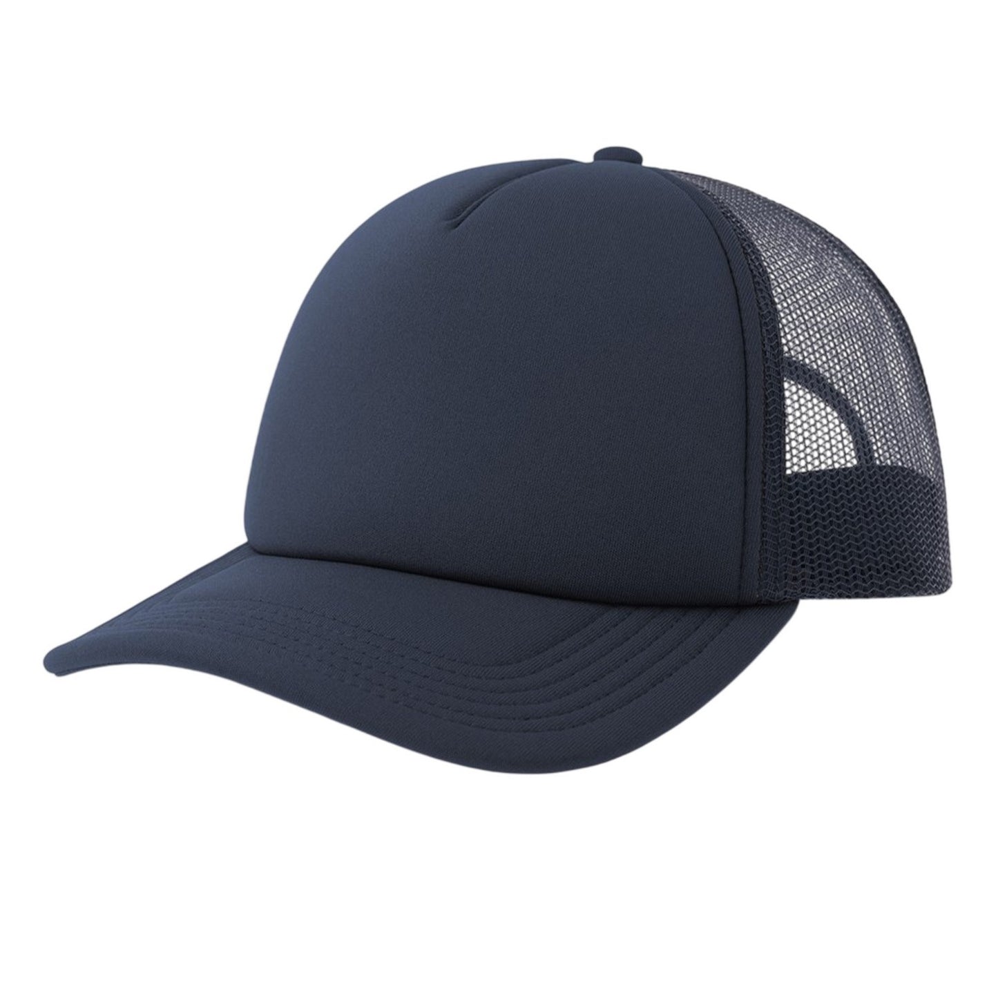 Navy - Front - Atlantis Unisex Adult Rapper-S 5 Panel Recycled Mid Visor Trucker Cap