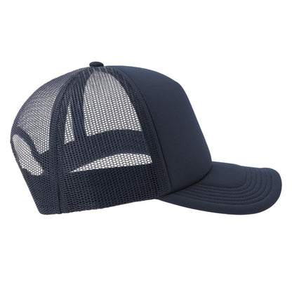 Navy - Side - Atlantis Unisex Adult Rapper-S 5 Panel Recycled Mid Visor Trucker Cap
