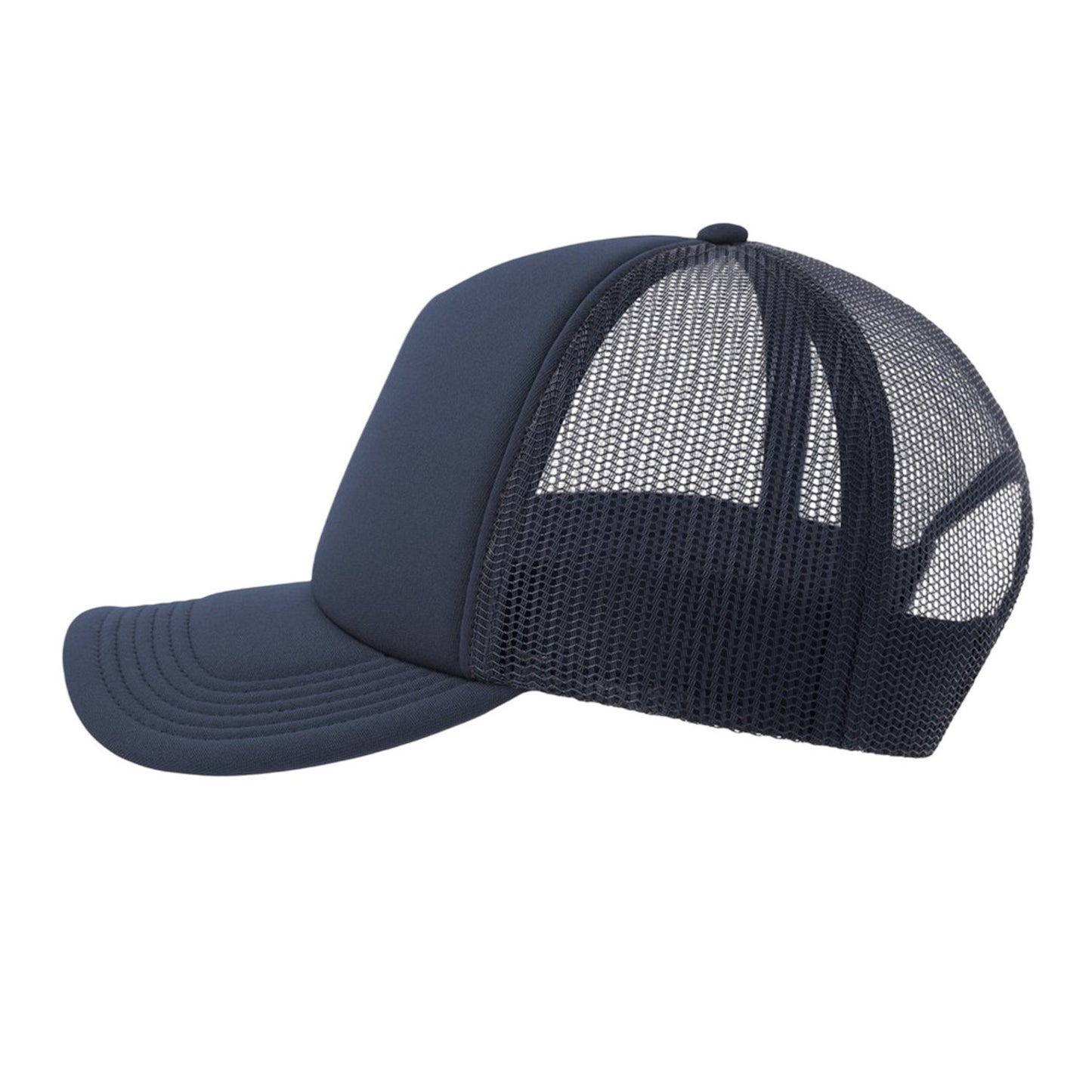 Navy - Lifestyle - Atlantis Unisex Adult Rapper-S 5 Panel Recycled Mid Visor Trucker Cap