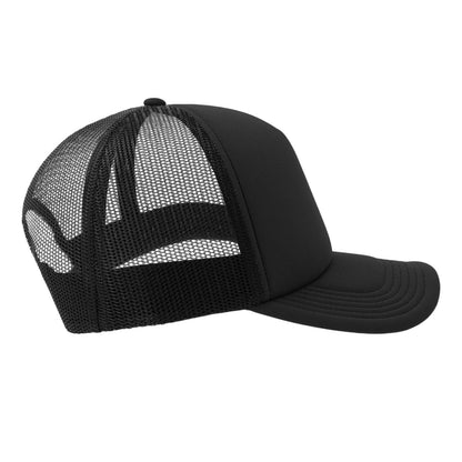 Black - Side - Atlantis Unisex Adult Rapper-S 5 Panel Recycled Mid Visor Trucker Cap
