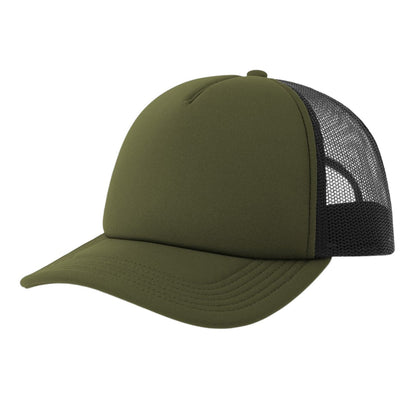 Olive-Black - Front - Atlantis Unisex Adult Rapper-S 5 Panel Recycled Mid Visor Trucker Cap