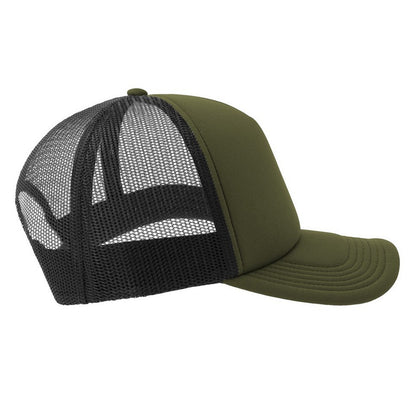 Olive-Black - Side - Atlantis Unisex Adult Rapper-S 5 Panel Recycled Mid Visor Trucker Cap