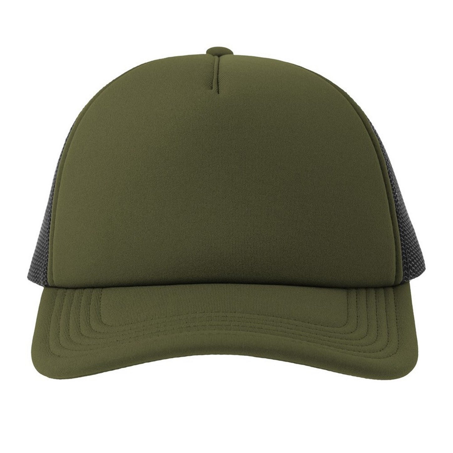 Olive-Black - Pack Shot - Atlantis Unisex Adult Rapper-S 5 Panel Recycled Mid Visor Trucker Cap