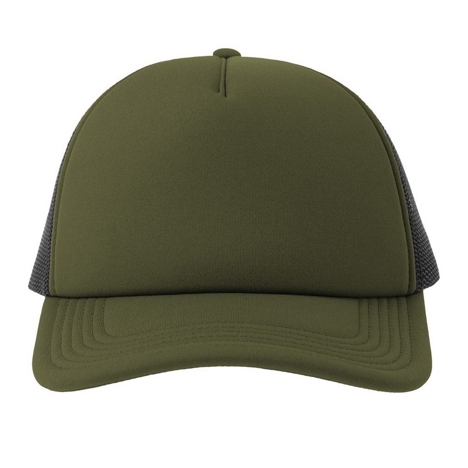 Olive-Black - Pack Shot - Atlantis Unisex Adult Rapper-S 5 Panel Recycled Mid Visor Trucker Cap
