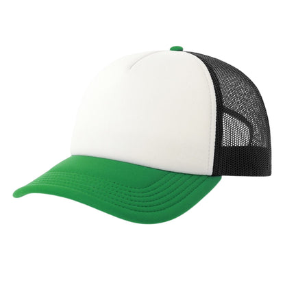 White-Black-Green - Front - Atlantis Unisex Adult Rapper-S 5 Panel Recycled Mid Visor Trucker Cap