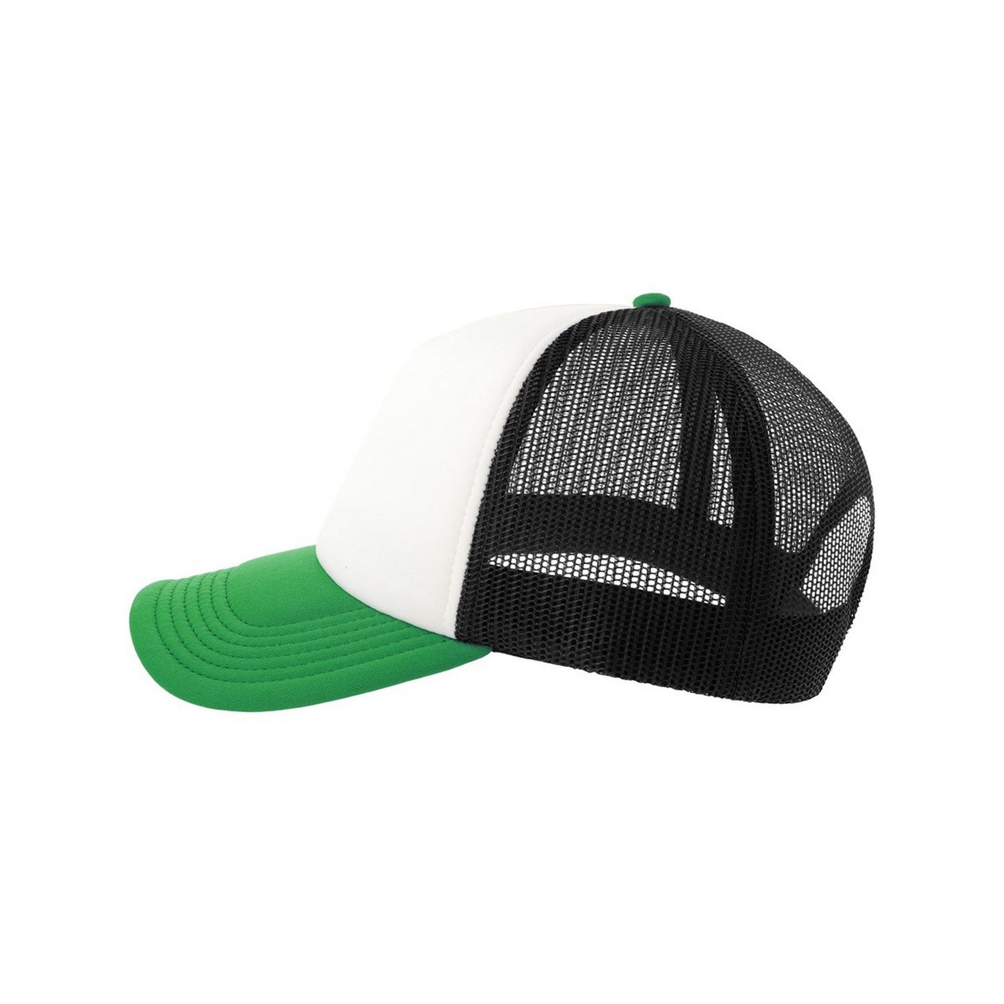 White-Black-Green - Lifestyle - Atlantis Unisex Adult Rapper-S 5 Panel Recycled Mid Visor Trucker Cap