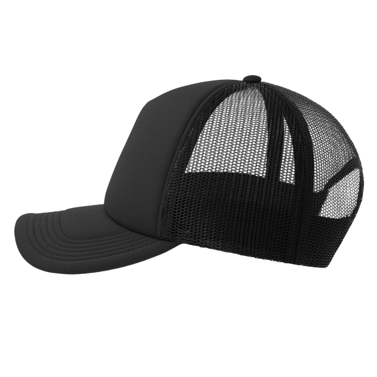 Black - Lifestyle - Atlantis Unisex Adult Rapper-S 5 Panel Recycled Mid Visor Trucker Cap