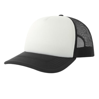 White-Black - Front - Atlantis Unisex Adult Rapper-S 5 Panel Recycled Mid Visor Trucker Cap