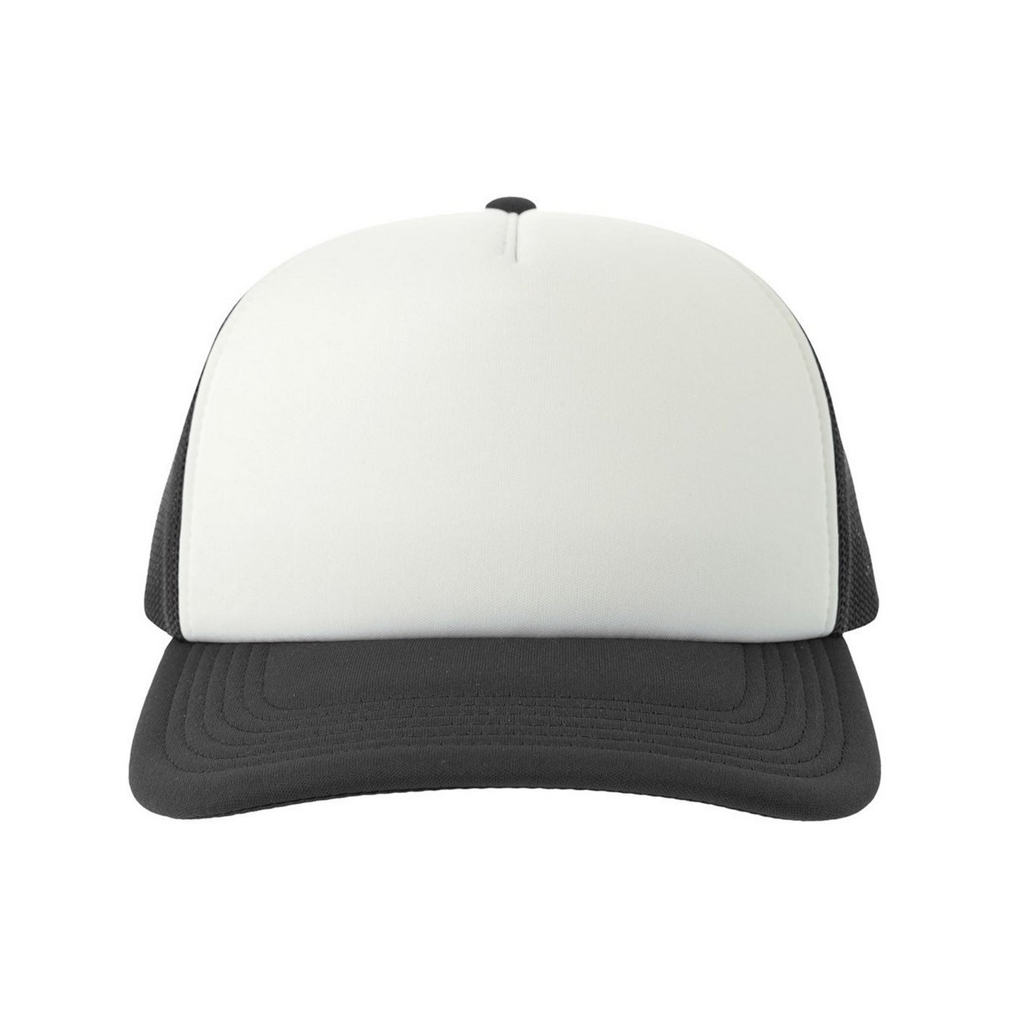 White-Black - Pack Shot - Atlantis Unisex Adult Rapper-S 5 Panel Recycled Mid Visor Trucker Cap