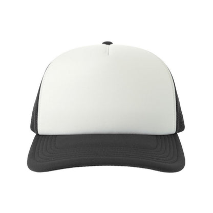 White-Black - Pack Shot - Atlantis Unisex Adult Rapper-S 5 Panel Recycled Mid Visor Trucker Cap