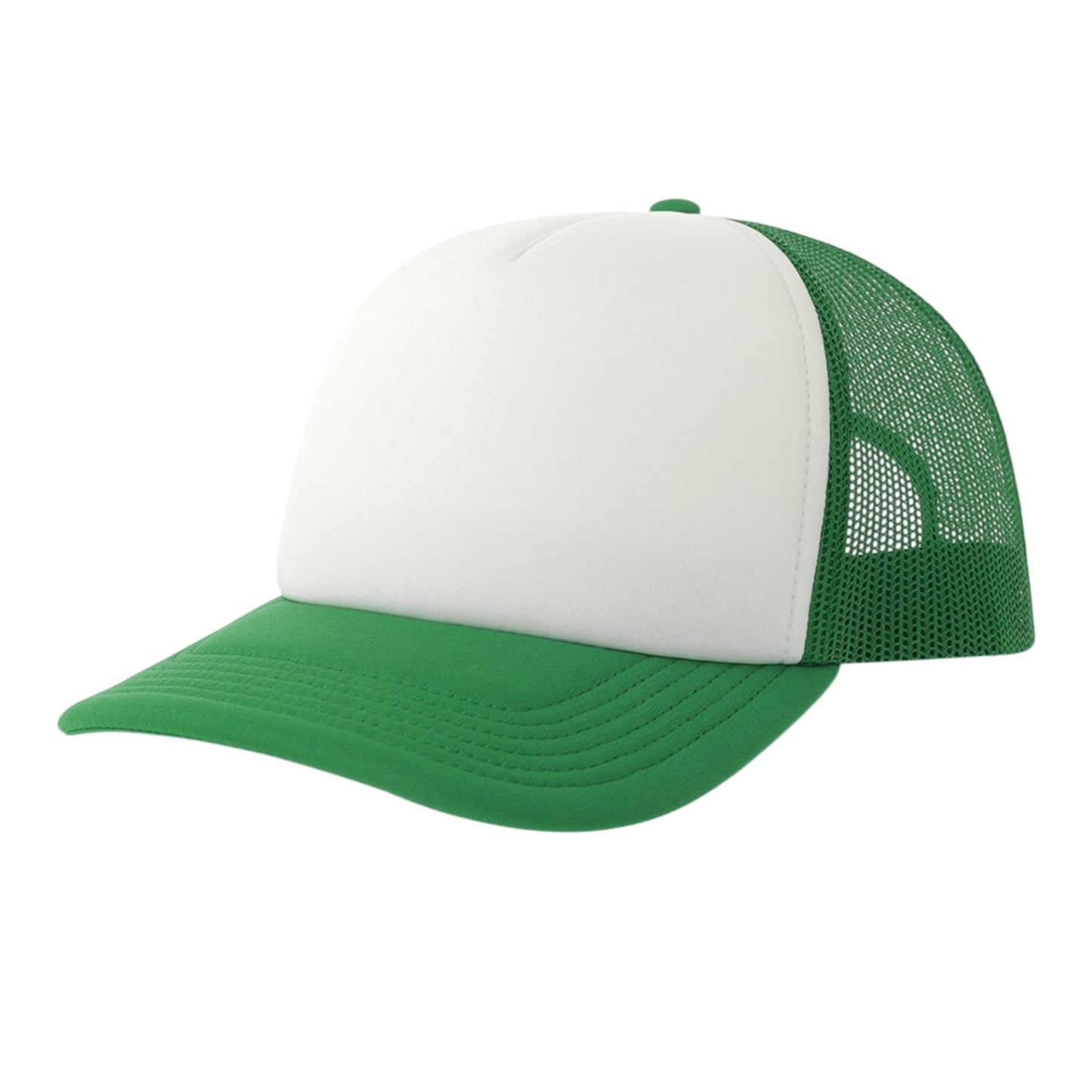 White-Green - Front - Atlantis Unisex Adult Rapper-S 5 Panel Recycled Mid Visor Trucker Cap