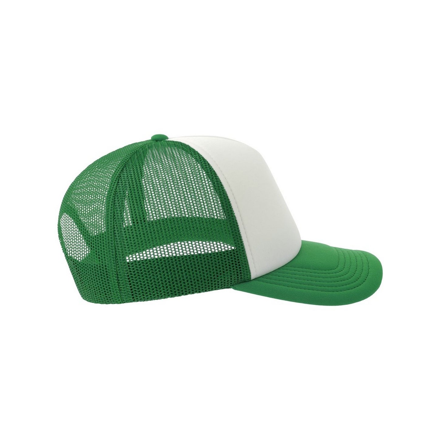 White-Green - Side - Atlantis Unisex Adult Rapper-S 5 Panel Recycled Mid Visor Trucker Cap