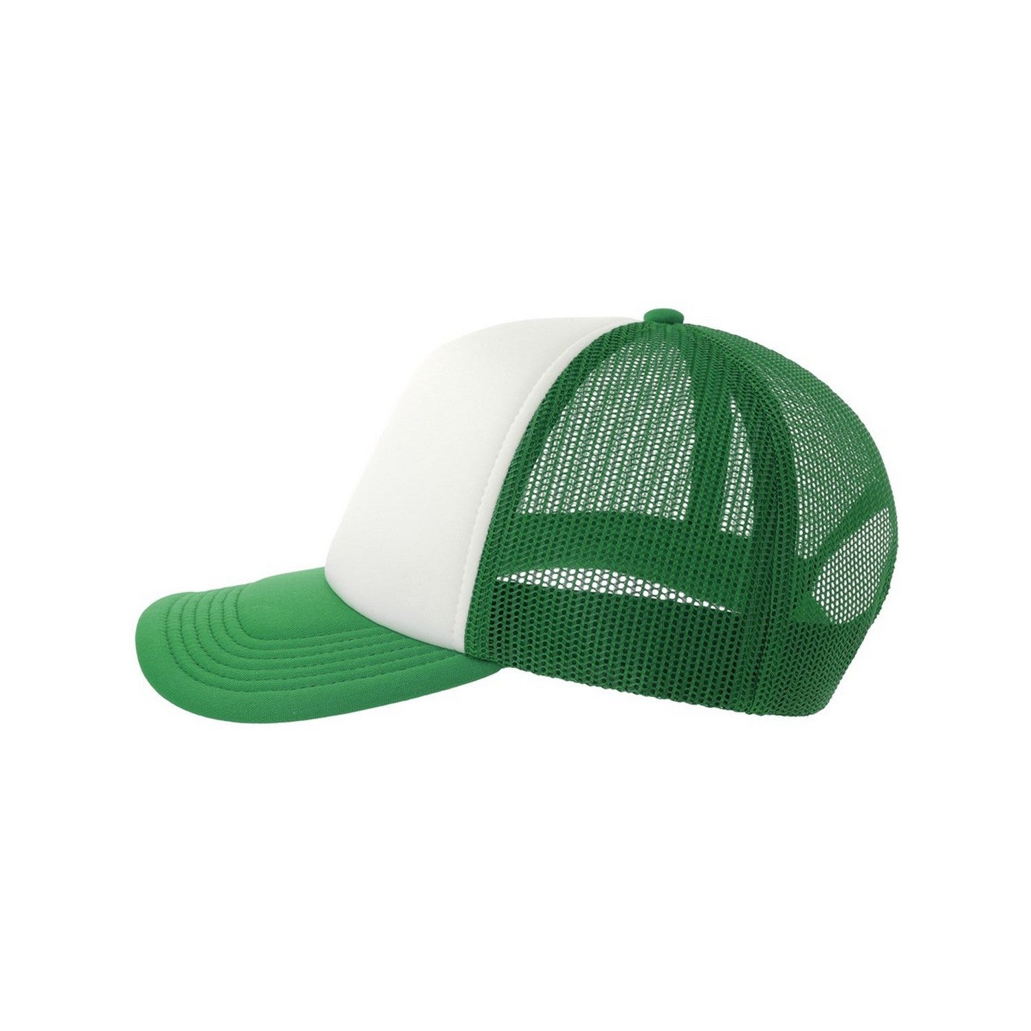 White-Green - Lifestyle - Atlantis Unisex Adult Rapper-S 5 Panel Recycled Mid Visor Trucker Cap
