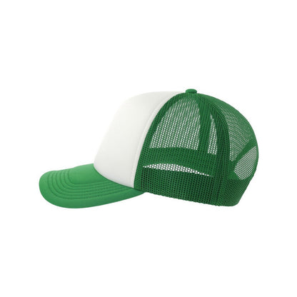 White-Green - Lifestyle - Atlantis Unisex Adult Rapper-S 5 Panel Recycled Mid Visor Trucker Cap