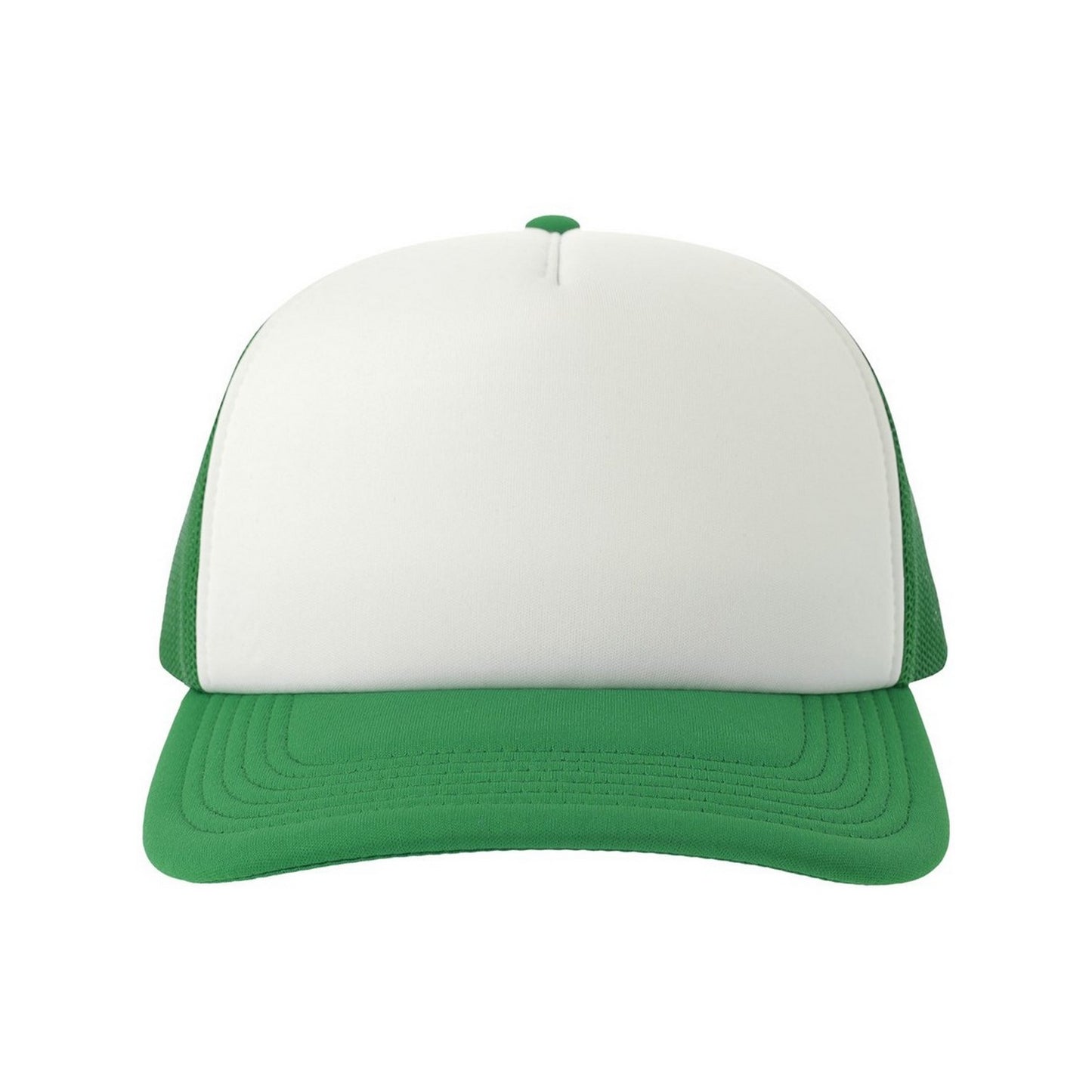 White-Green - Pack Shot - Atlantis Unisex Adult Rapper-S 5 Panel Recycled Mid Visor Trucker Cap