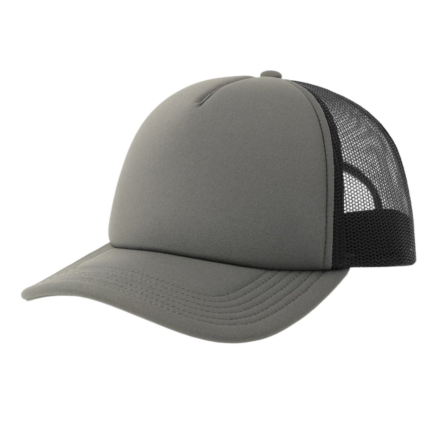 Dark Grey-Black - Front - Atlantis Unisex Adult Rapper-S 5 Panel Recycled Mid Visor Trucker Cap