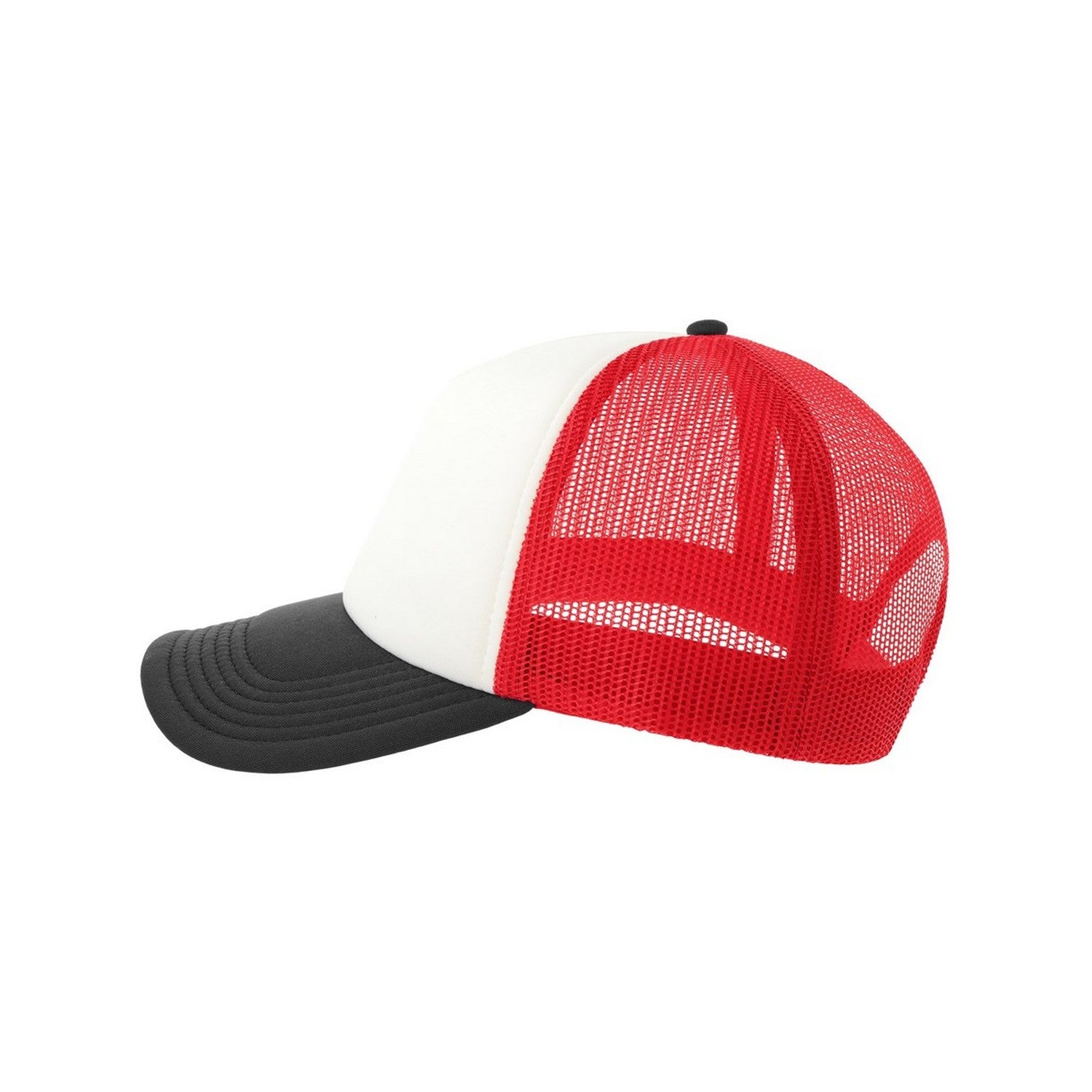 White-Red-Black - Lifestyle - Atlantis Unisex Adult Rapper-S 5 Panel Recycled Mid Visor Trucker Cap