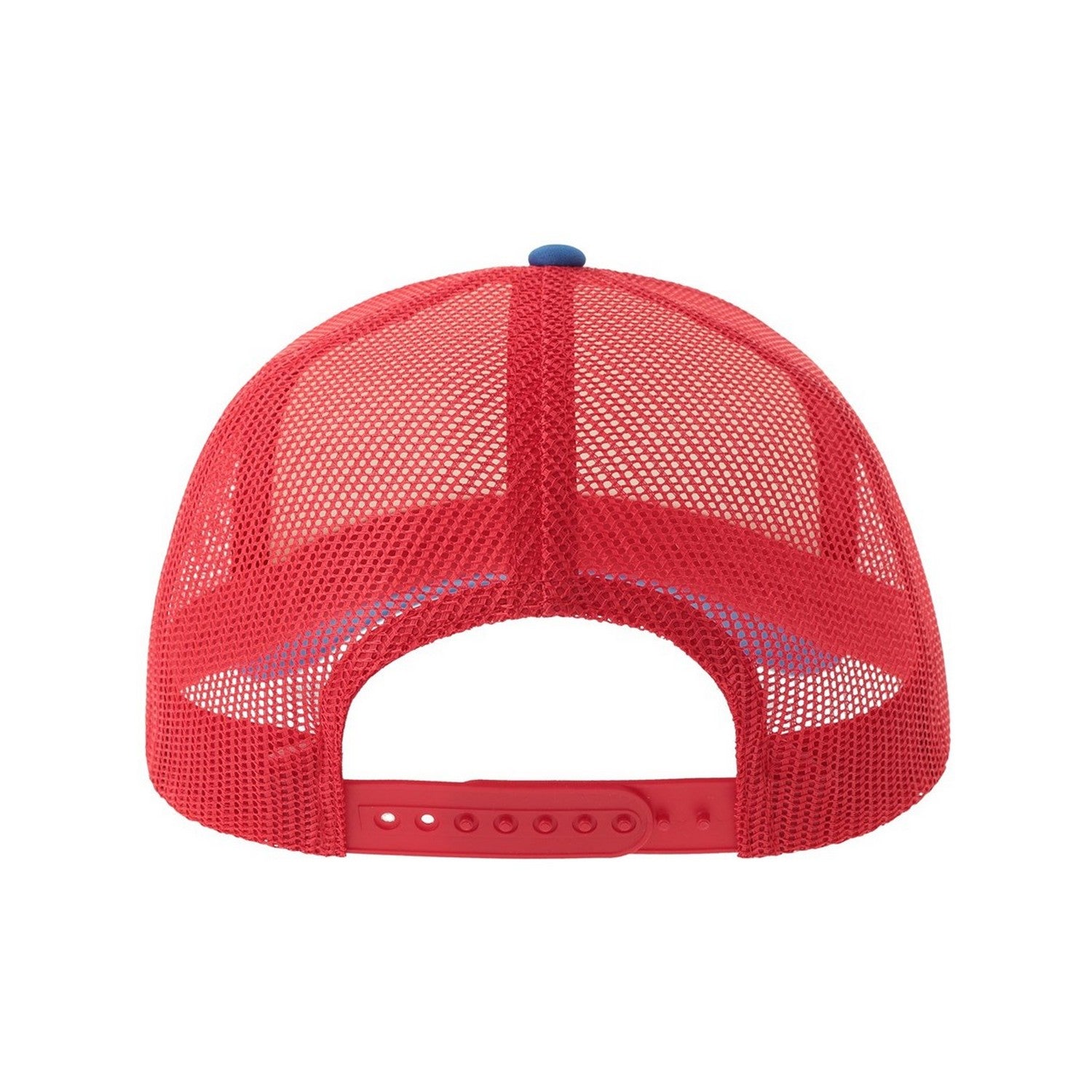 White-Red-Royal Blue - Back - Atlantis Unisex Adult Rapper-S 5 Panel Recycled Mid Visor Trucker Cap