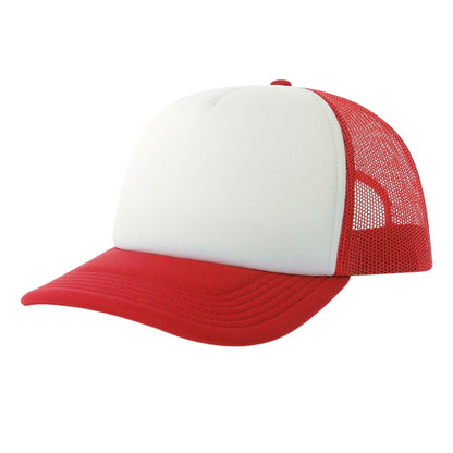 White-Red - Front - Atlantis Unisex Adult Rapper-S 5 Panel Recycled Mid Visor Trucker Cap