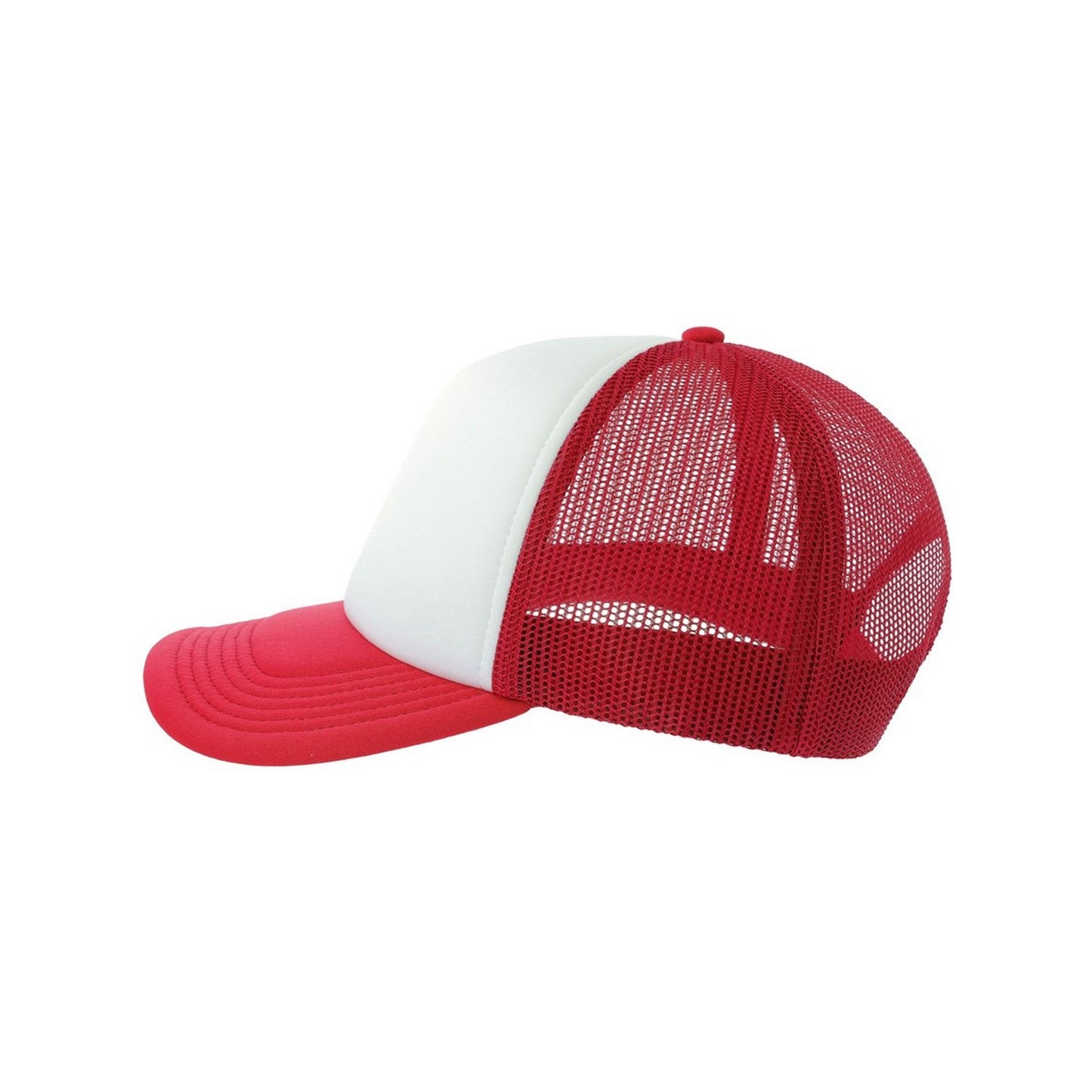 White-Red - Lifestyle - Atlantis Unisex Adult Rapper-S 5 Panel Recycled Mid Visor Trucker Cap